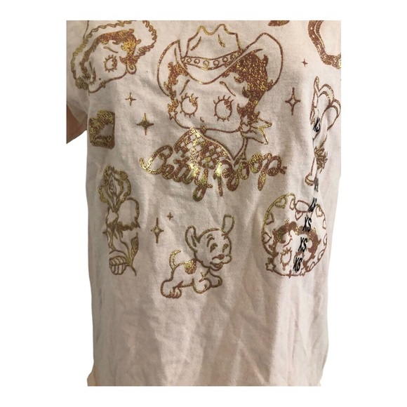 Betty Boop salmon peach gold graphic print‎ western themed tshirt size XS new - Picture 8 of 15